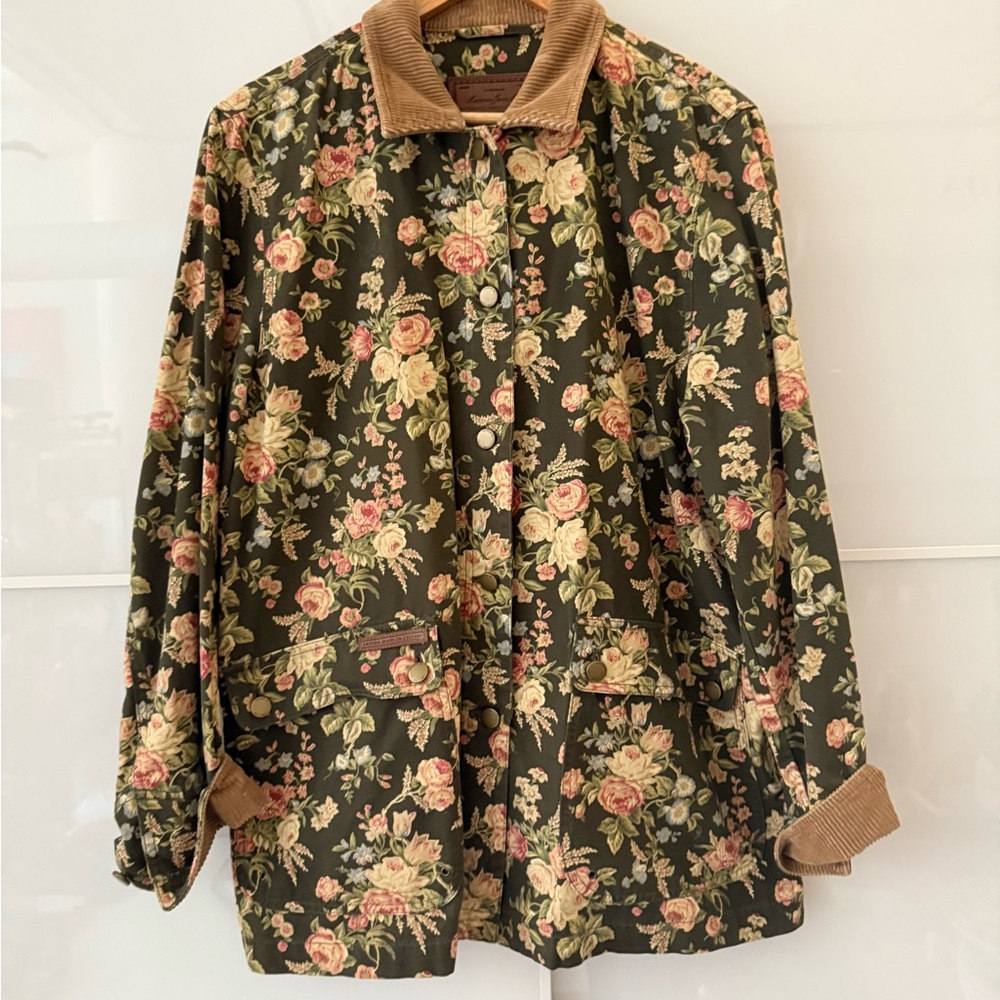 Vintage Ralph Lauren Women's Jacket with Corduroy Trim